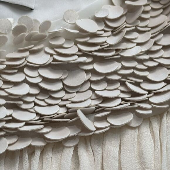 Robert Rodriguez White Silk Sleeveless Leather Floral Patels Accents Size 10 - Picture 3 of 8